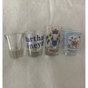 Lot of 4 Assorted Shot Glasses 3 Various Travel Destinations 1 Unmarked
